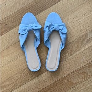 Blue chambray Ann Taylor Factory slide sandals